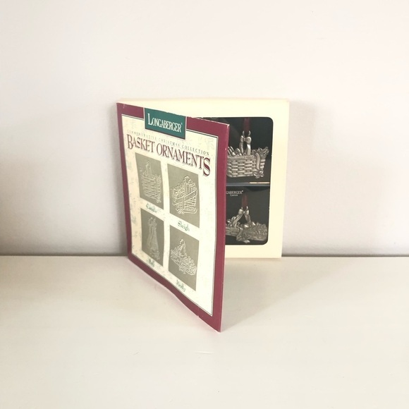 Longaberger Pewter Christmas Collection Basket Ornaments Set of 4 1994. - Picture 2 of 5